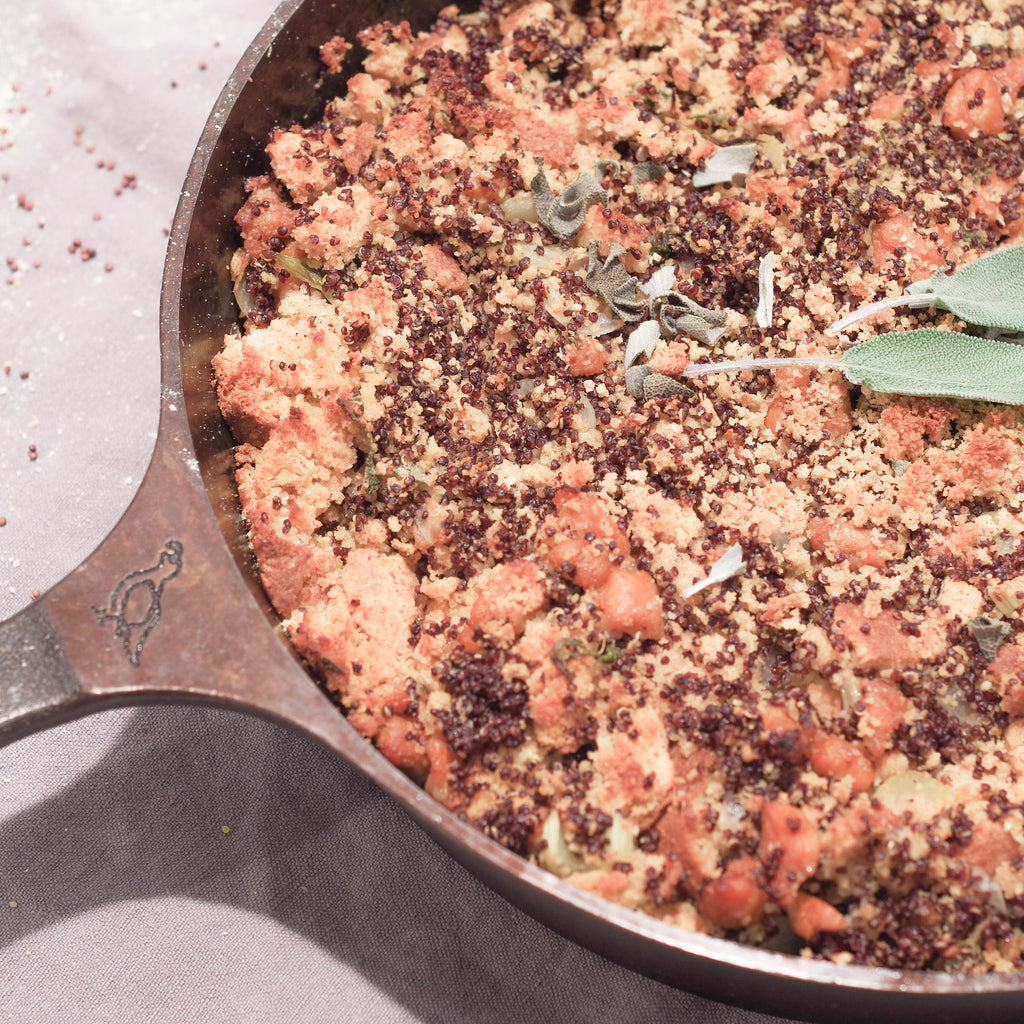 Sausage, Red Quinoa, and Cornbread Dressing (Stuffing)